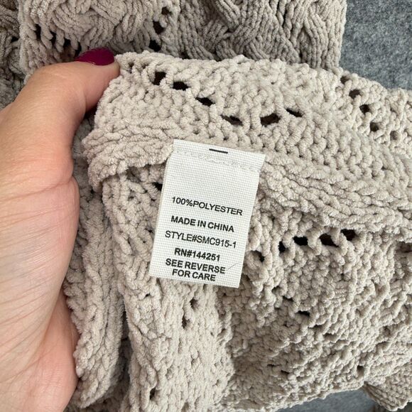 Moon & Madison Cardigan Women S Small Beige Geometric Open Front Long Sleeve - Picture 5 of 8